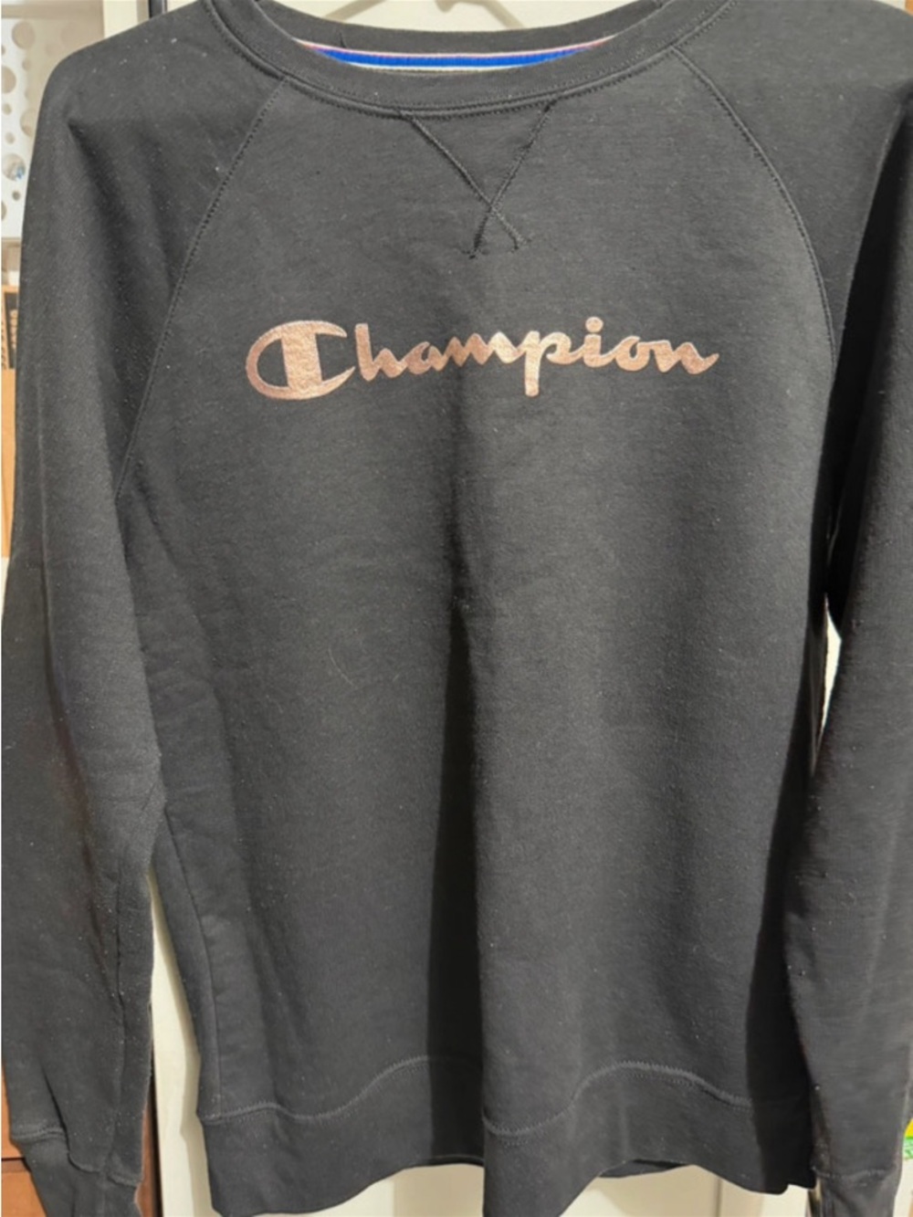 Champion Black Sweatshirt with Red, White & Blue Neck Trim